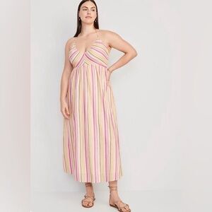 Old Navy Pink and Yellow Spaghetti Strap Sundress